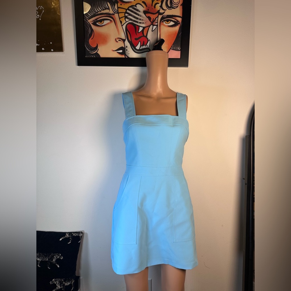 New Amanda Uprichard Ace Dress in Pacific blue mini dress with pockets